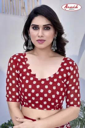 Picture of Floral Print Daily Wear Georgette Saree (Red)