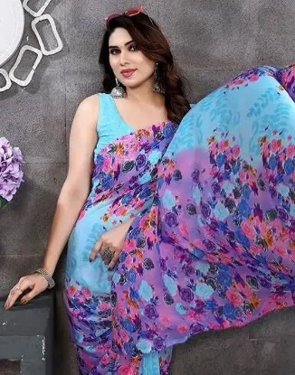 Picture of Printed Bandhani Georgette Saree (Purple)