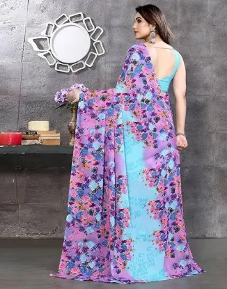 Picture of Printed Bandhani Georgette Saree (Purple)