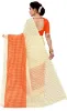 Picture of Checkered Daily Wear Art Silk Saree (Orange, Cream)