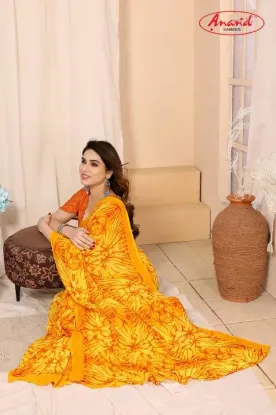 Picture of Ombre, Floral Print Daily Wear Georgette Saree (Yellow)