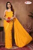 Picture of Embellished, Striped, Self Design Bollywood Satin Saree (Yellow)