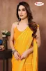 Picture of Embellished, Striped, Self Design Bollywood Satin Saree (Yellow)