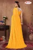 Picture of Embellished, Striped, Self Design Bollywood Satin Saree (Yellow)