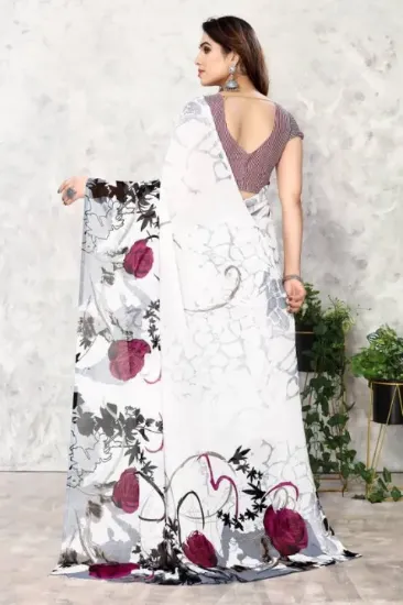 Picture of Dyed Daily Wear Georgette Saree (White)