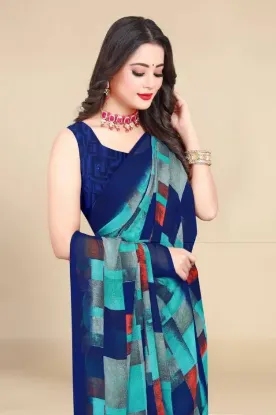 Picture of Digital Print Daily Wear Georgette Saree (Multicolor)