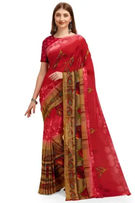 Picture of Printed Daily Wear Georgette Saree (Red)