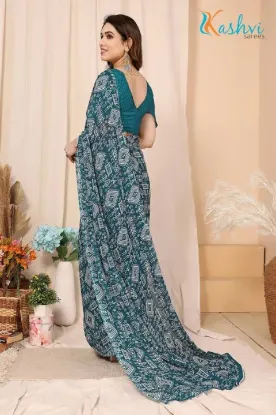 Picture of Printed Daily Wear Georgette Saree (Blue)