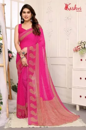 Picture of Printed, Paisley Bollywood Georgette Saree (Purple)