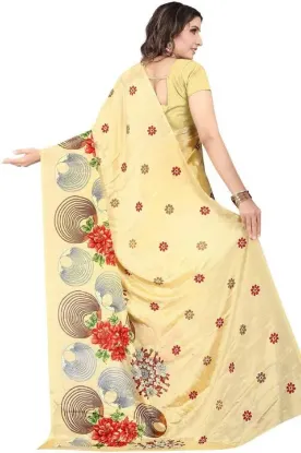Picture of Printed Daily Wear Crepe Saree (Yellow)