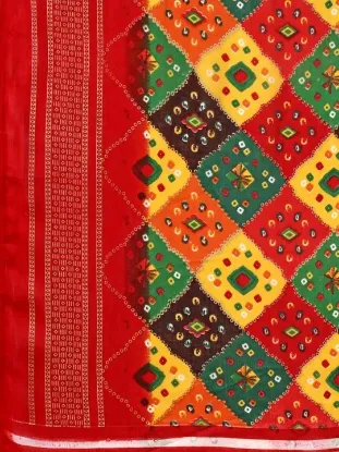 Picture of Printed Bandhani Georgette Saree (Red, Multicolor)