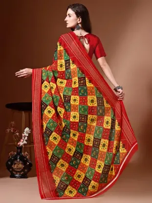 Picture of Printed Bandhani Georgette Saree (Red, Multicolor)