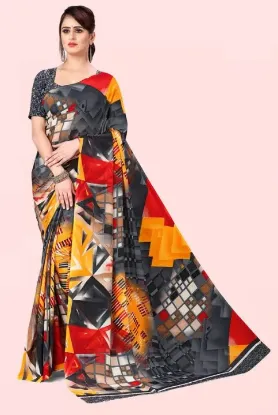 Picture of Printed Bollywood Georgette Saree (Grey)