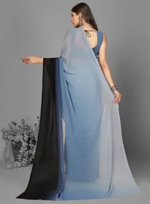 Picture of Ombre, Dyed Bollywood Georgette Saree (Blue, White)