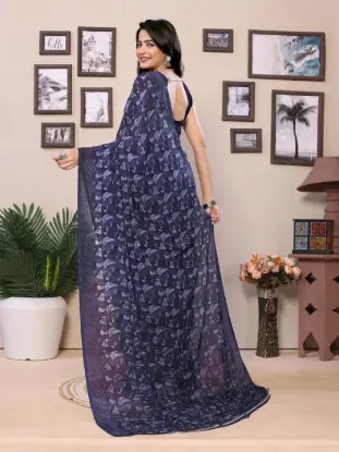 Picture of Printed Daily Wear Georgette Saree (Blue)