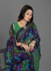 Picture of Floral Print Bollywood Georgette Saree (Green, Blue)