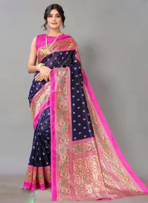 Picture of Printed Bollywood Silk Blend Saree (Multicolor)