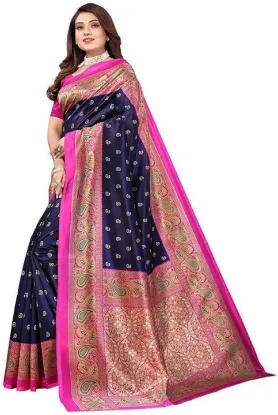 Picture of Printed Bollywood Silk Blend Saree (Multicolor)