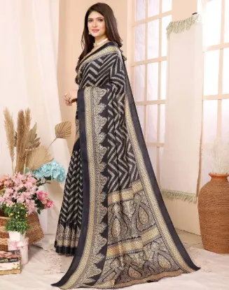 Picture of Printed Assam Silk Art Silk Saree (Black)