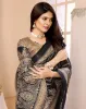 Picture of Printed Assam Silk Art Silk Saree (Black)