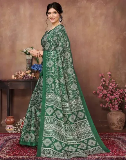 Picture of Printed Daily Wear Art Silk Saree (Green)