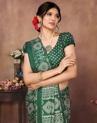 Picture of Printed Daily Wear Art Silk Saree (Green)