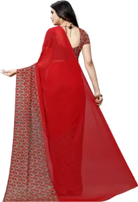 Picture of Printed, Paisley Daily Wear Georgette Saree (Red)