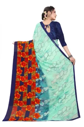 Picture of Printed Bollywood Georgette Saree (Green)