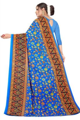 Picture of Printed Daily Wear Georgette Saree (Blue)