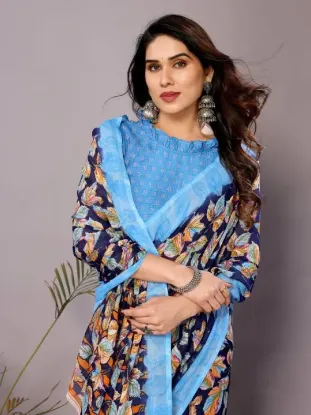 Picture of Printed Daily Wear Georgette Saree (Blue)