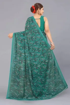Picture of Printed Daily Wear Georgette Saree (Green)
