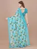 Picture of Floral Print, Printed Daily Wear Georgette Saree (Dark Green)