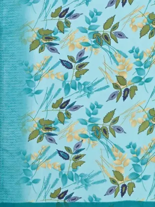 Picture of Floral Print, Printed Daily Wear Georgette Saree (Dark Green)