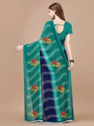 Picture of Floral Print, Printed Daily Wear Georgette Saree (Dark Green)
