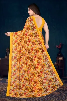 Picture of Printed Daily Wear Georgette Saree (Yellow)