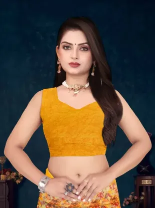 Picture of Printed Daily Wear Georgette Saree (Yellow)