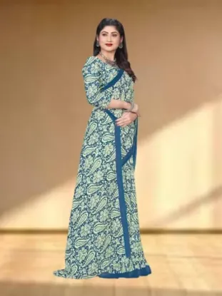 Picture of Floral Print Daily Wear Georgette Saree (Green)