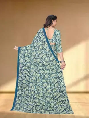 Picture of Floral Print Daily Wear Georgette Saree (Green)