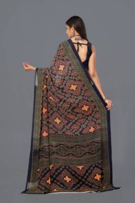 Picture of Printed Bandhani Georgette Saree (Dark Blue)