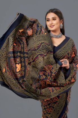 Picture of Printed Bandhani Georgette Saree (Dark Blue)