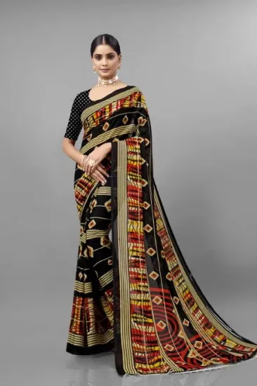 Picture of Printed Daily Wear Georgette Saree (Multicolor)