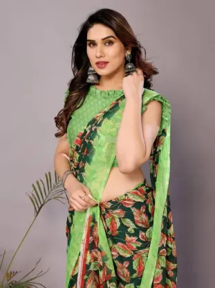 Picture of Printed Daily Wear Georgette Saree (Green)