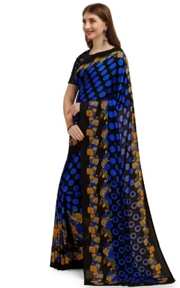 Picture of Floral Print Bollywood Georgette Saree (Blue)