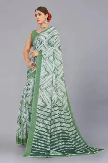 Picture of Printed Daily Wear Georgette Saree (Green)