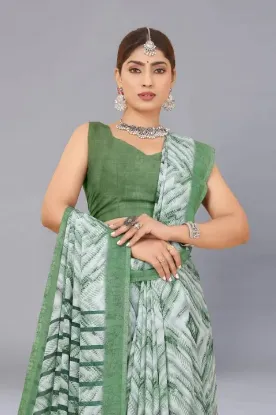 Picture of Printed Daily Wear Georgette Saree (Green)