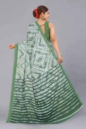 Picture of Printed Daily Wear Georgette Saree (Green)