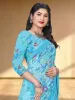 Picture of Floral Print Daily Wear Georgette Saree (Blue)