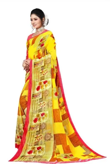 Picture of Printed Daily Wear Georgette Saree (Pink)