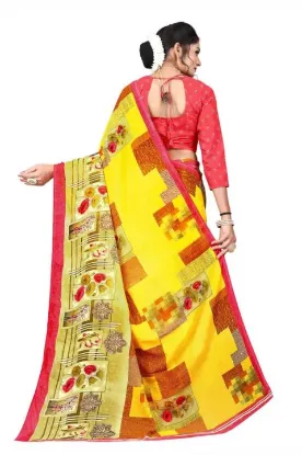 Picture of Printed Daily Wear Georgette Saree (Pink)