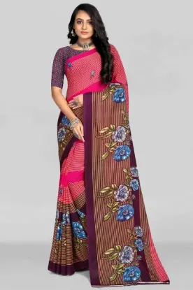 Picture of Printed, Floral Print Bollywood Georgette Saree (Pink)